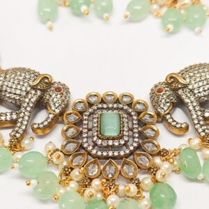 Antique AD Elephant choker necklace with earrings
