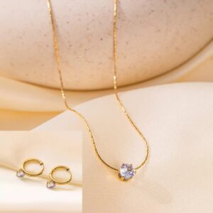 WhiteStone Necklace Set - 18K Gold Plated for Daily wear