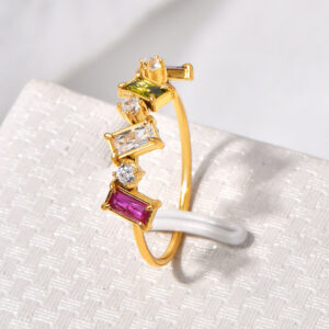 18K Gold Plated Stainless Steel Ring | Geometric Solid Color, Waterproof