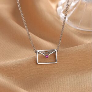 925 Sterling Silver Envelope Pendant Necklace | Elegant Cable Chain