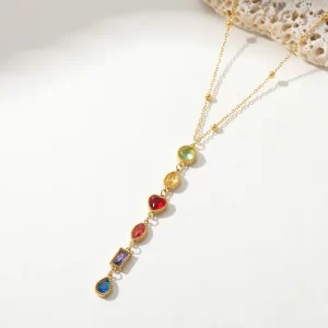 Rainbow Gem Drop Necklace