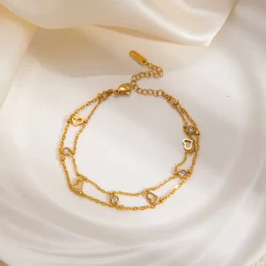 Layered Heart Charm Bracelet