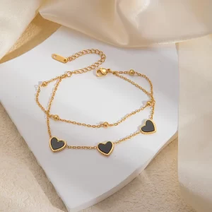 Midnight Hearts Layered Bracelet