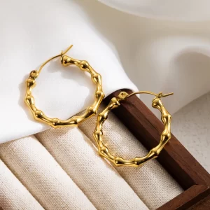 Golden Bamboo Hoop Earrings