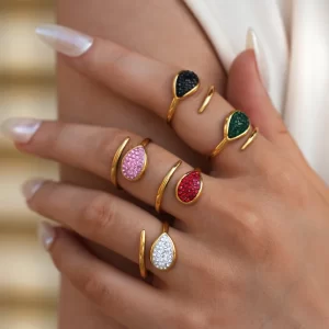 Teardrop Pave Onyx Ring