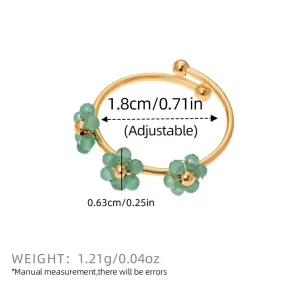 Floral Mostacilla Ring-Green