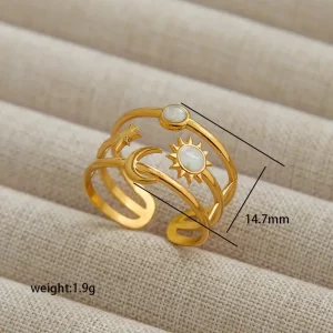 Celestial sun and moon ring