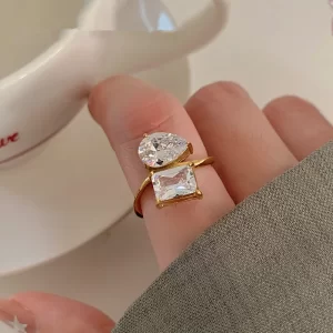 Two Stone Pear Cut Zircon Ring