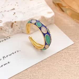 Ocean Pebble Enamel Ring- Blue & Green
