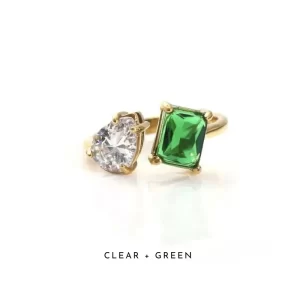 Duo Gem Cocktail Ring-Green & White