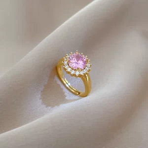 Blush Radiance Halo Zircon Ring