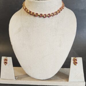Elegant Ruby Stone Necklace & Earrings Set – Festive Jewelry by Swaksha