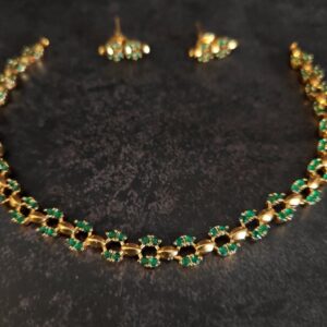 Elegant Parrot Green Stone Necklace & Earrings Set – Festive Jewelry by Swaksha