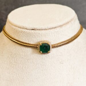 Radiant Emerald Green choker Necklace & Stud Earrings Set – Festive Gold-Tone Jewelry by Swaksha