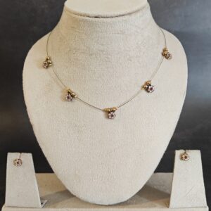 Invisible chain with floral design necklace set - The Festive Layer by Swaksha