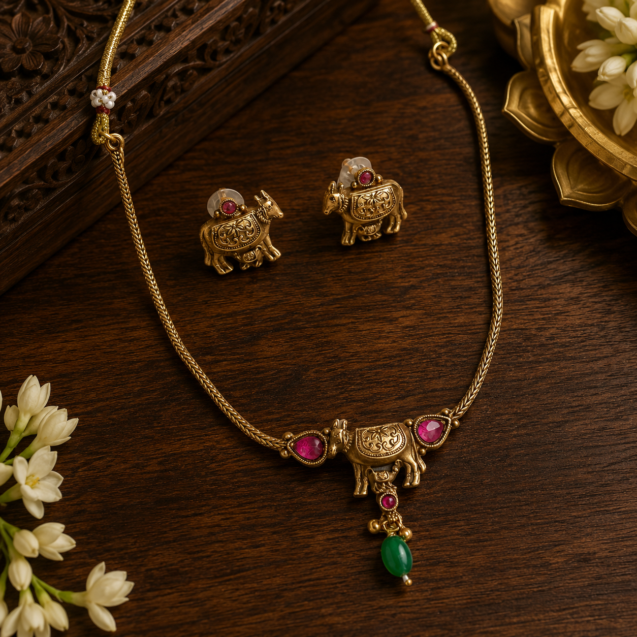 Pichwai cow necklace set