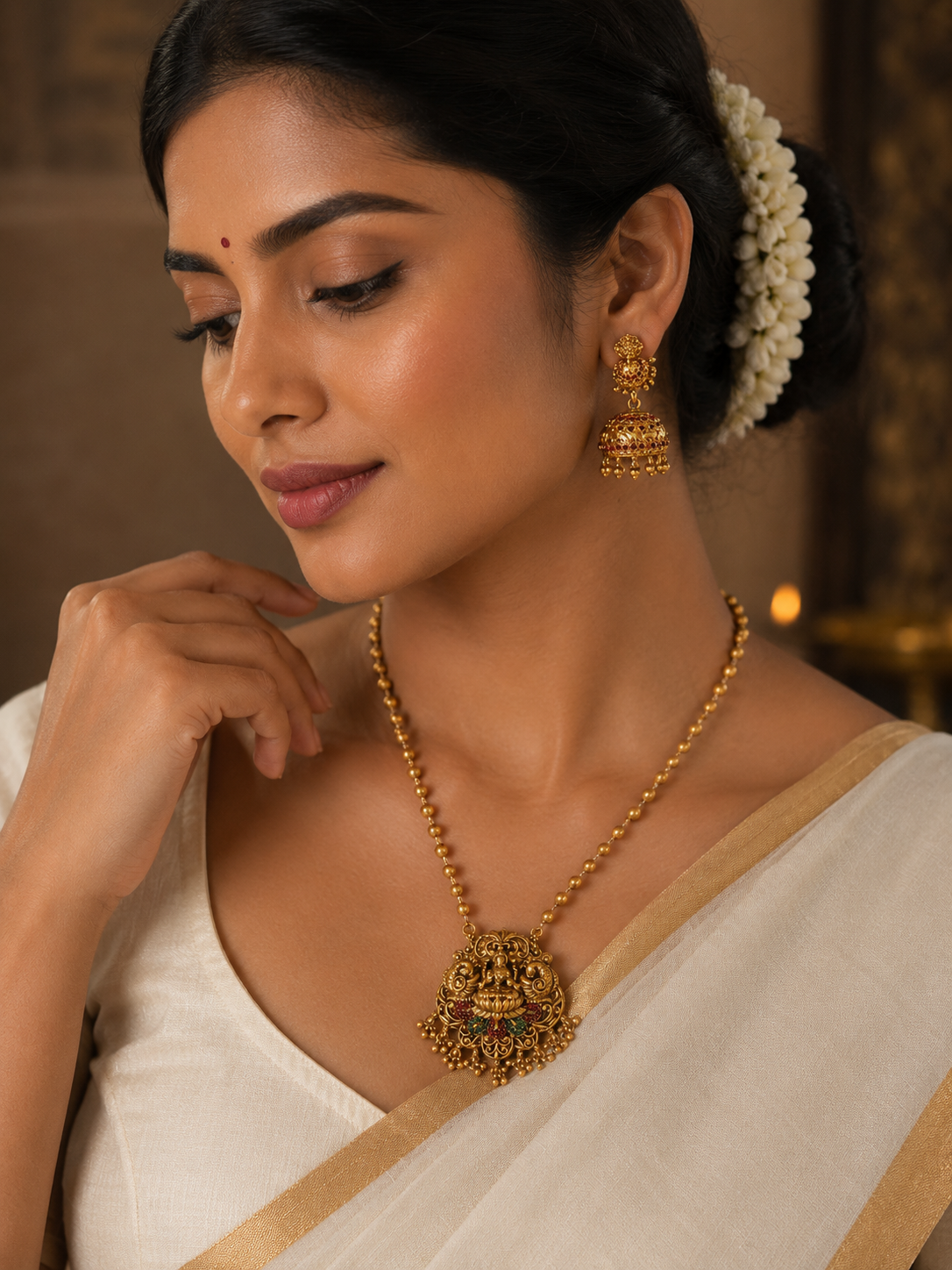 Lekshmi Haaram necklace set