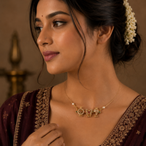 Venkateshwara Invisible chain necklace set