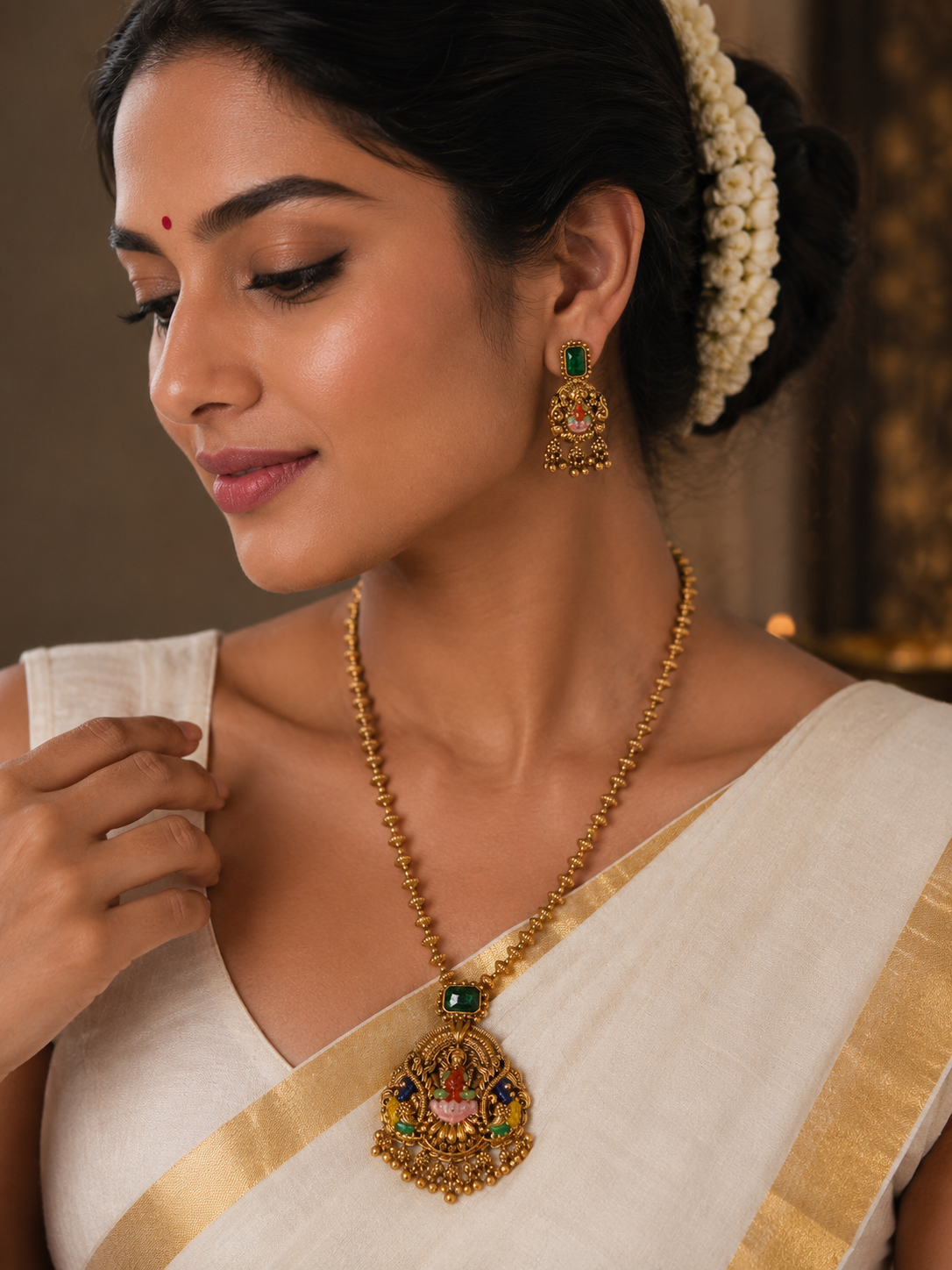 Meenakari Lekshmi Haaram set - Image 2